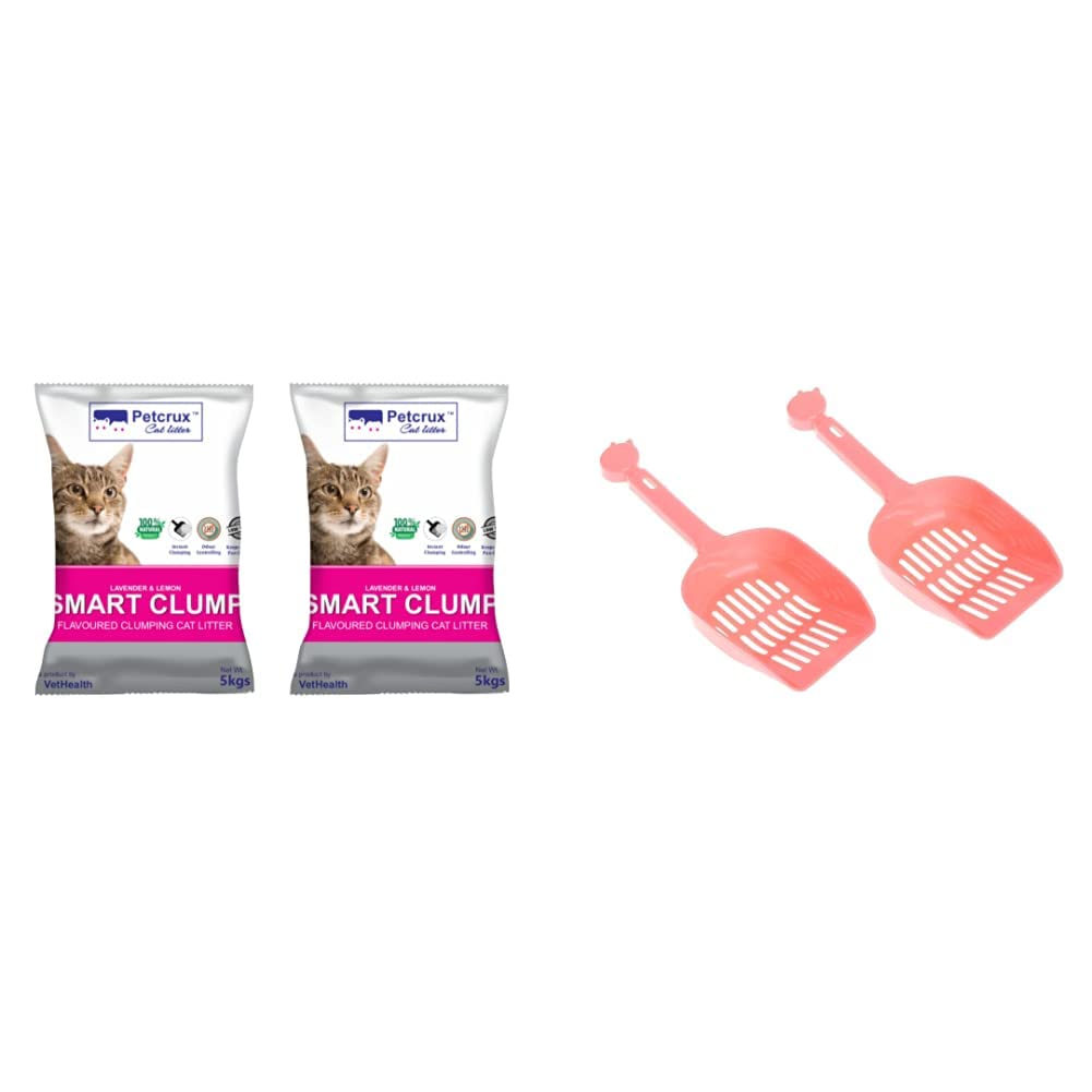 PetCrux Smart Clump Cat Litter 20Kg, 100% Natural Bentonite Odour Lock Lavender Scented Clay, Dust Free, 4 Packs of 5 Kgs (Combo)