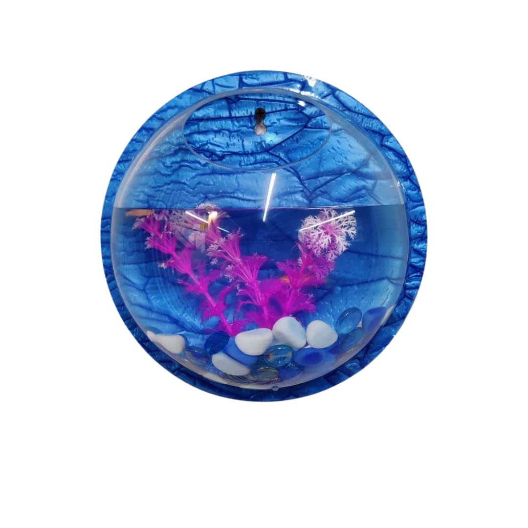 PetCrux Premium Acrylic Wall Mounted Aquarium Fish Bowl/Wall Planter for Home Decor (15 inches, Aqua Green)