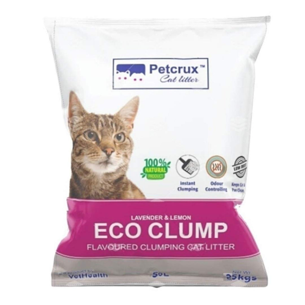PetCrux Eco Clump Cat Litter 5kg, 2 Packs of 5kg, Lavender & Lemon Scented, 100% Natural Bentonite Clay, 99% Dust-Free, Low-Tracking, Rapid Clumping & Odour Lock, for All Breeds