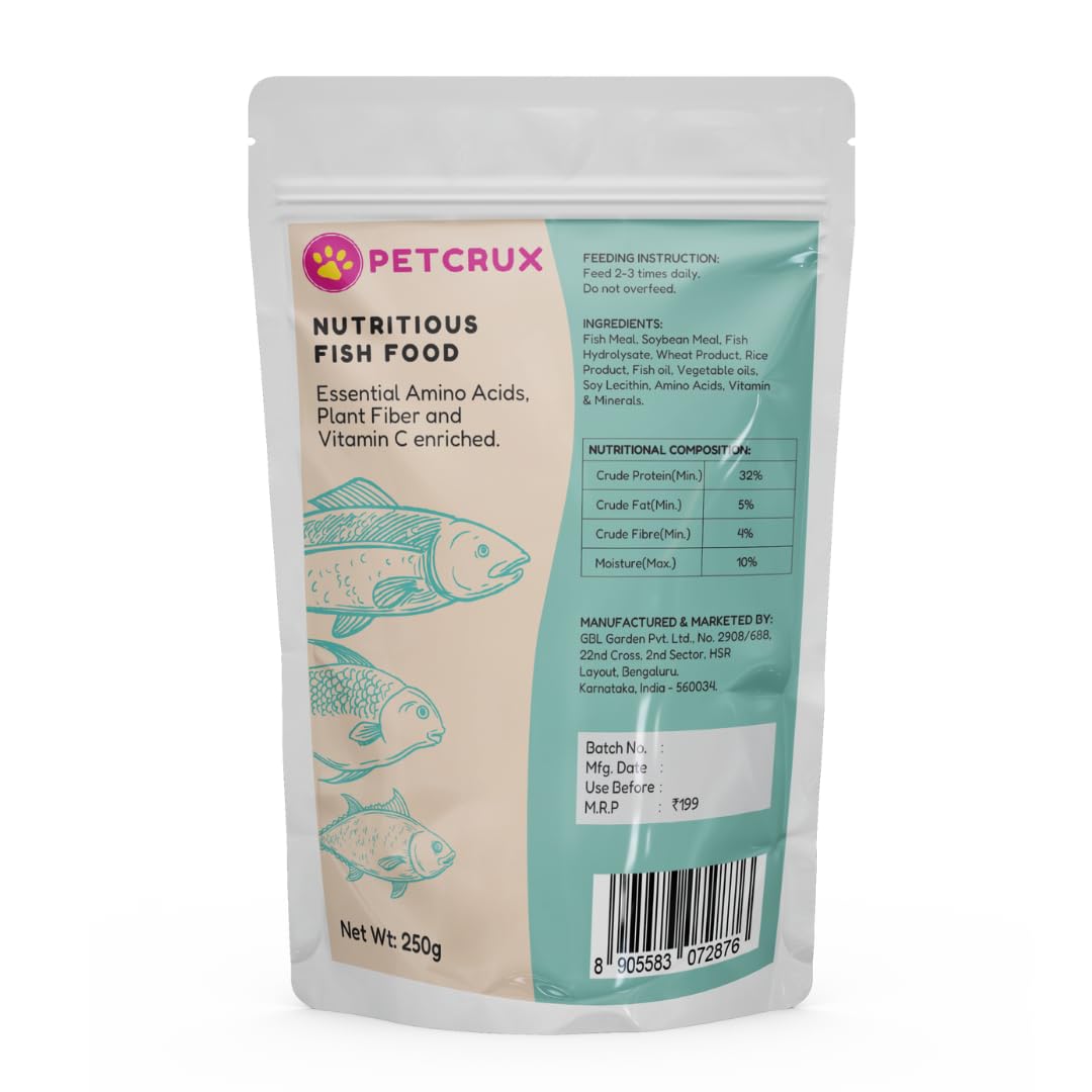 Petcrux Mini Pellet Fish Food for Complete Nutrition, 500g