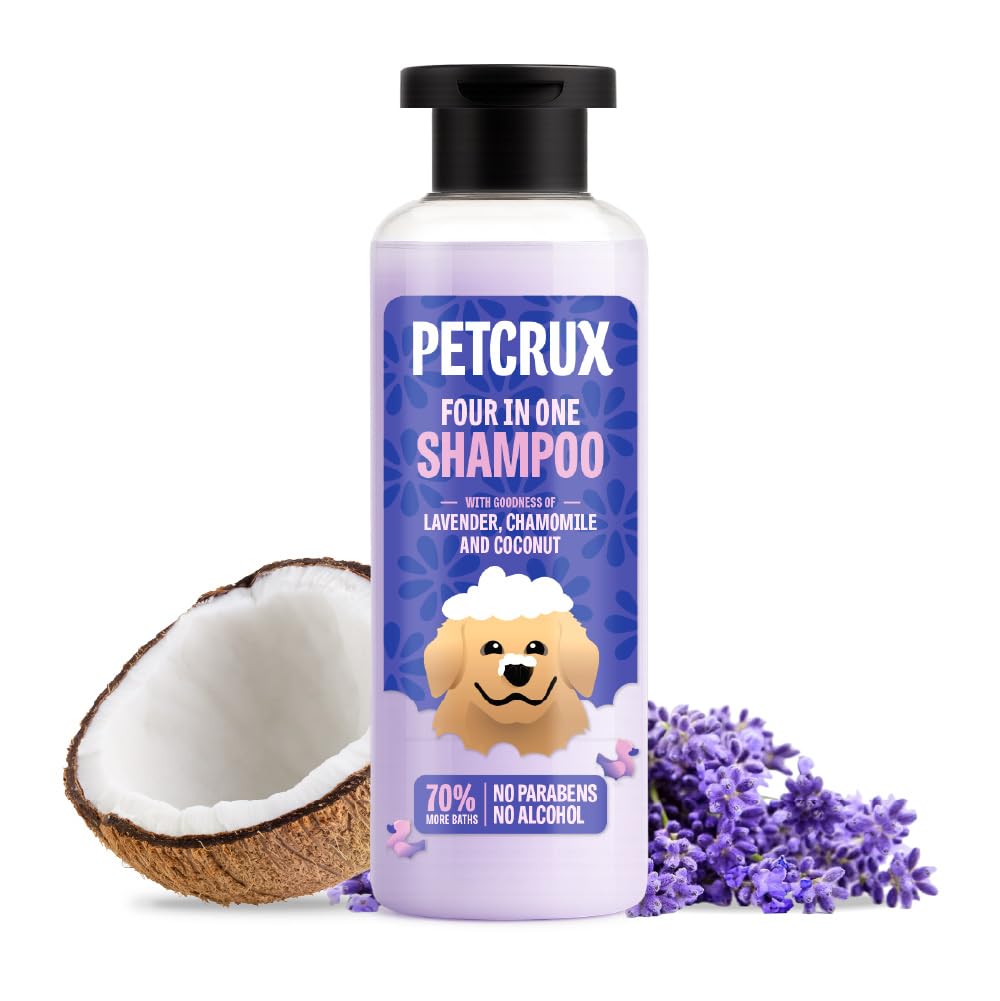 Petcrux Oatmeal Dog Shampoo 200ml – Sulphate & Paraben Free - Oatmeal with Goodness of Coconut & Lime - for Golden Retrievers, Labradors, Shih Tzu, German Shepherds