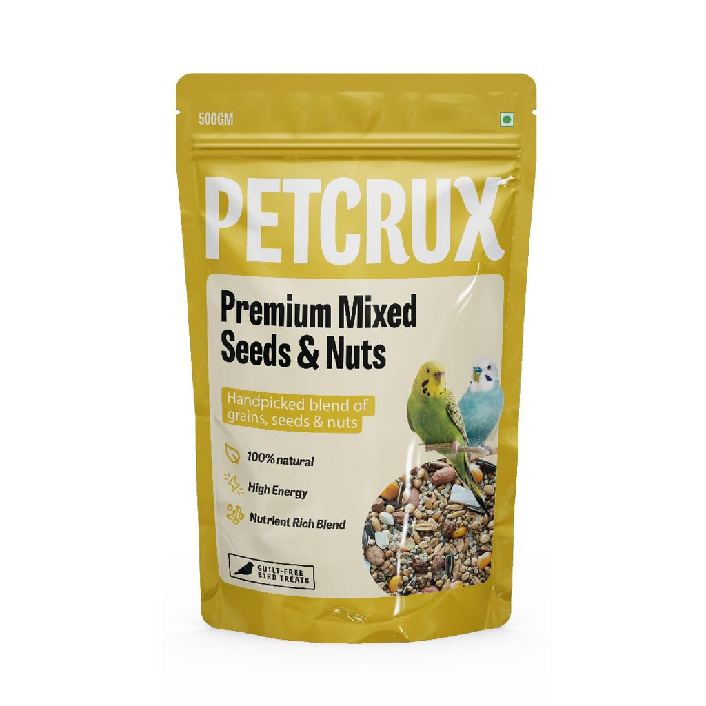 Petcrux Bird Food – Blend of 6 Grains & Mixed Seeds – Clean, Additive-Free Bird Feed with Nyjer, Millet, Oats, Sunflower – 100% Natural & Healthy Mix for All Birds (1000 g)