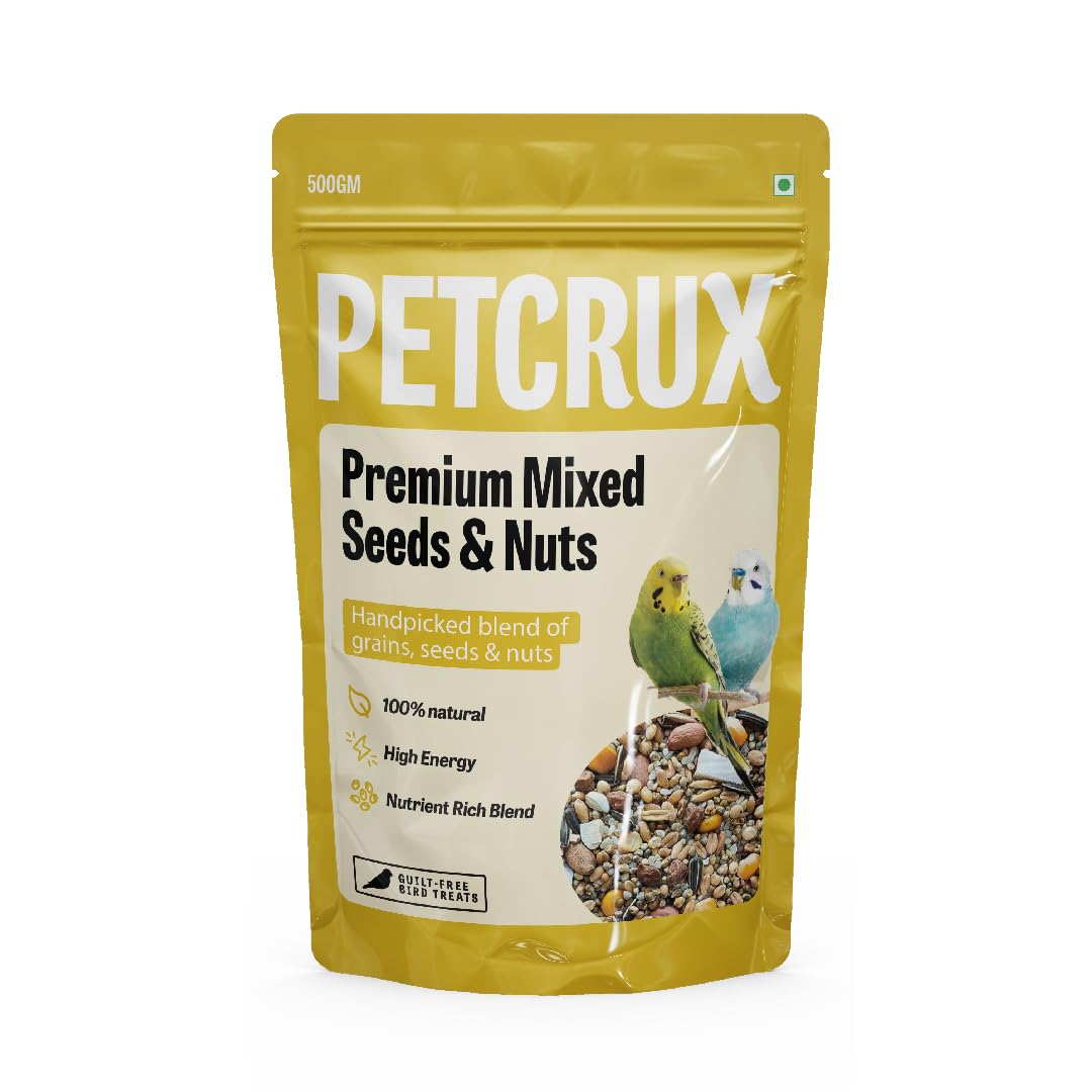 Petcrux Bird Food – Blend of 6 Grains & Mixed Seeds – Clean, Additive-Free Bird Feed with Nyjer, Millet, Oats, Sunflower – 100% Natural & Healthy Mix for All Birds (1000 g)