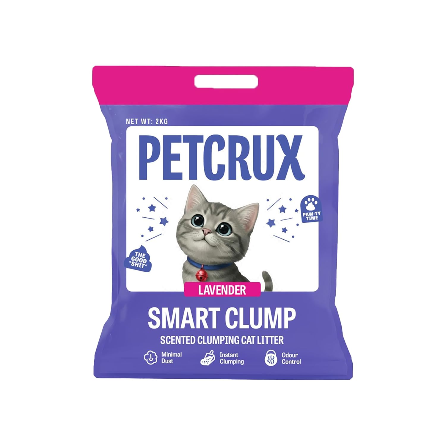 PetCrux Smart Clump Cat Litter 2Kg 100% Natural Bentonite Odour Lock Lavender and Lemon Scented Clay Dust Free Trial or Travel or Single Pack Premium Absorbent Eco-Friendly Sand for all Breeds of Cats