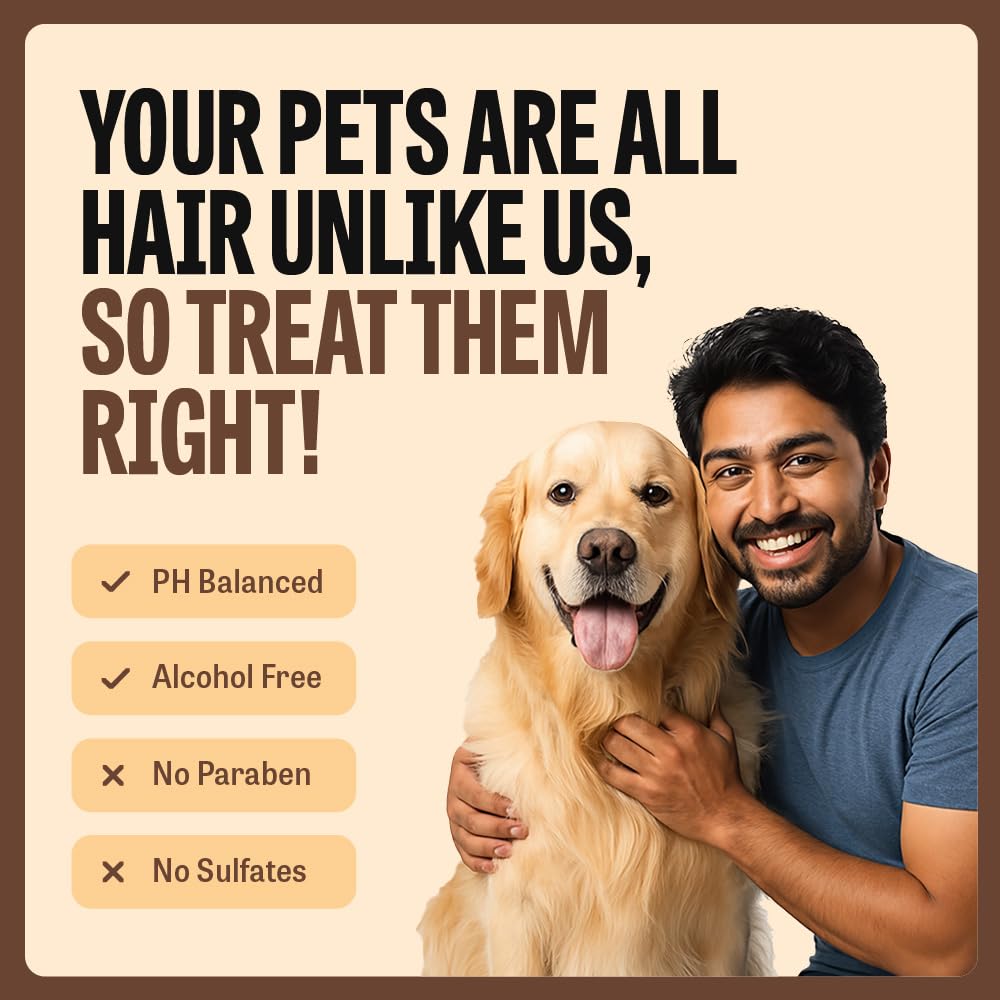 Petcrux Oatmeal Dog Shampoo 200ml – Sulphate & Paraben Free - Oatmeal with Goodness of Coconut & Lime - for Golden Retrievers, Labradors, Shih Tzu, German Shepherds
