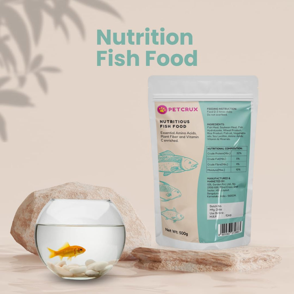 Petcrux Mini Pellet Fish Food for Complete Nutrition, 500g