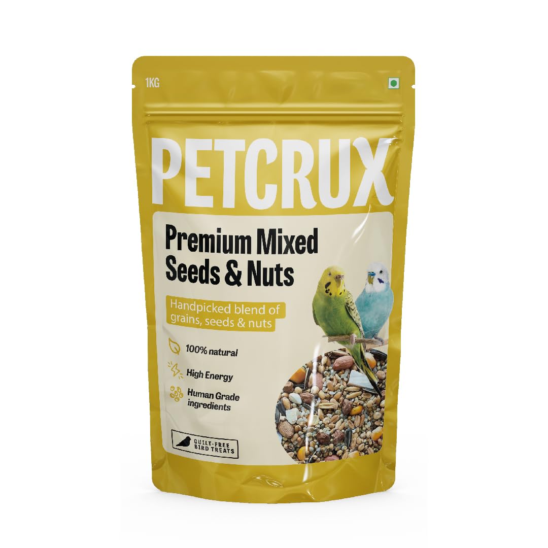 Petcrux Bird Food – Blend of 6 Grains & Mixed Seeds – Clean, Additive-Free Bird Feed with Nyjer, Millet, Oats, Sunflower – 100% Natural & Healthy Mix for All Birds (1000 g)