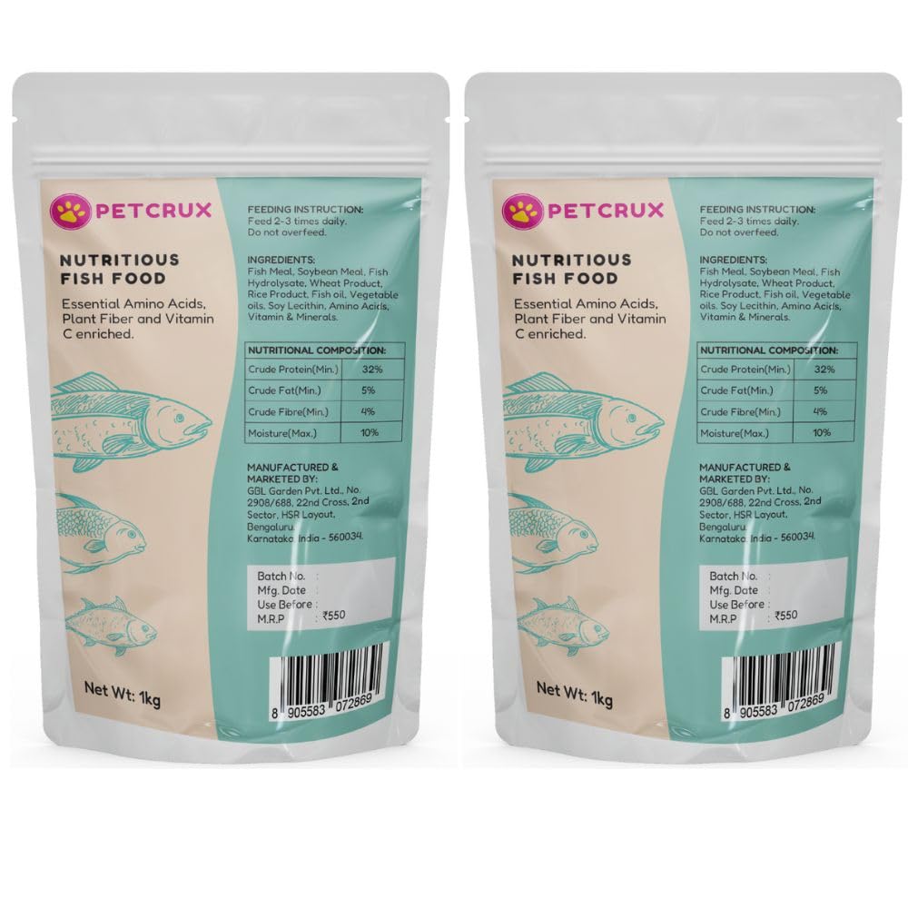 Petcrux Mini Pellet Fish Food for Complete Nutrition, 500g