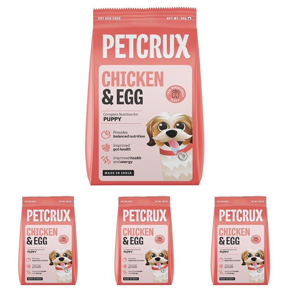 Petcrux Puppy Dry Food Chicken & Egg, Complete Nutrition for Puppy, 3Kg
