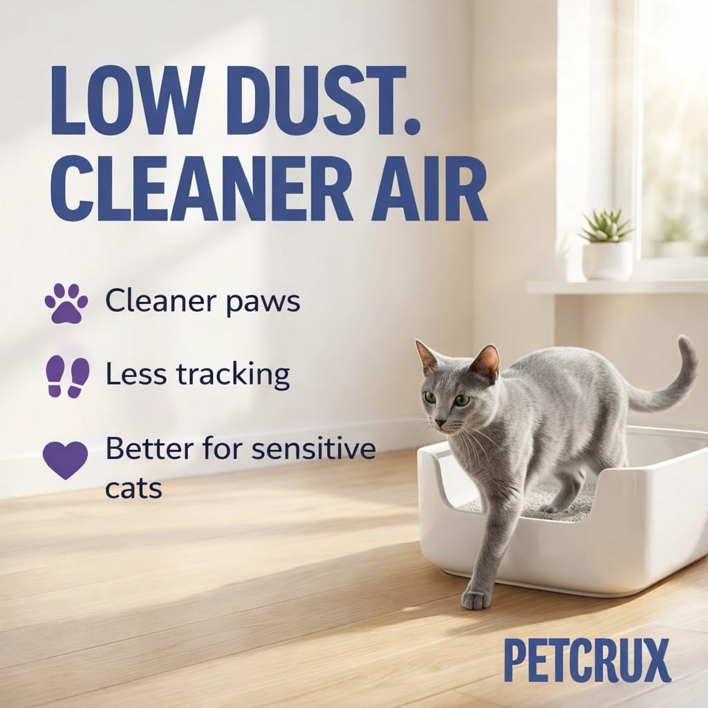 PetCrux Smart Clump Cat Litter 20Kg, 100% Natural Bentonite Odour Lock Lavender Scented Clay, Dust Free, 4 Packs of 5 Kgs (Combo)