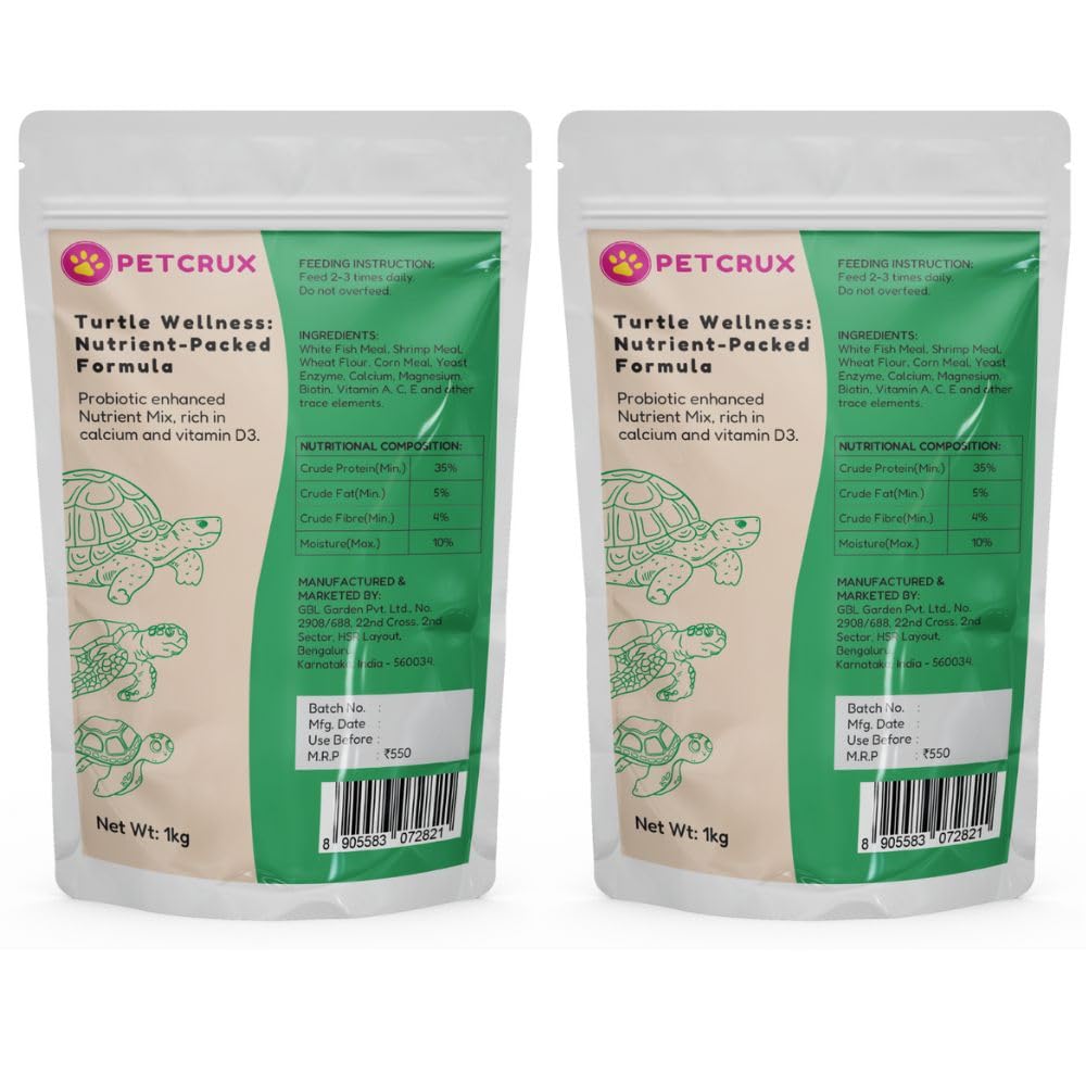 Petcrux Premium Pellet Turtle Food for All Life Stages Contains Fish,1Kg (Buy 1 Get 1 Free)