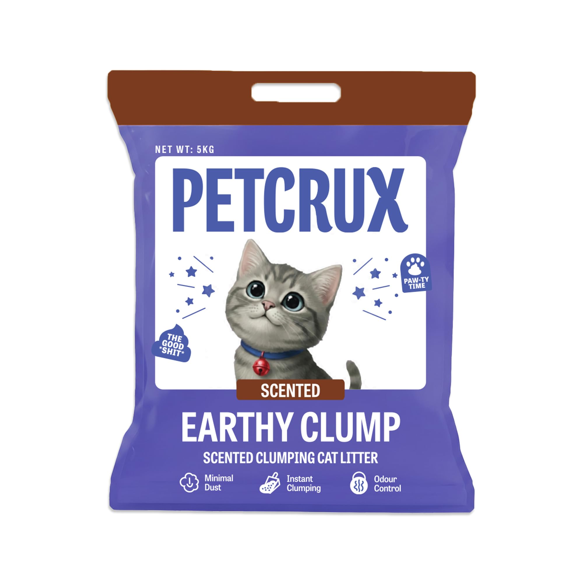 PetCrux Earthy Clump Cat Litter 20kg, 4 Packs of 5kg (Bulk Combo), Premium Natural Bentonite Clay, Lavender Scented, 99.9% Dust-Free, Super Clumping, for Multiple Cats