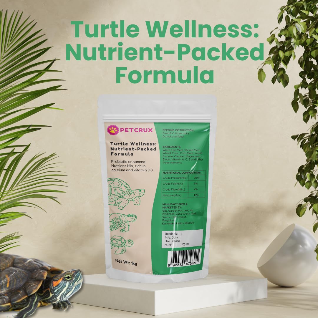 Petcrux Premium Pellet Turtle Food for All Life Stages Contains Fish,1Kg (Buy 1 Get 1 Free)