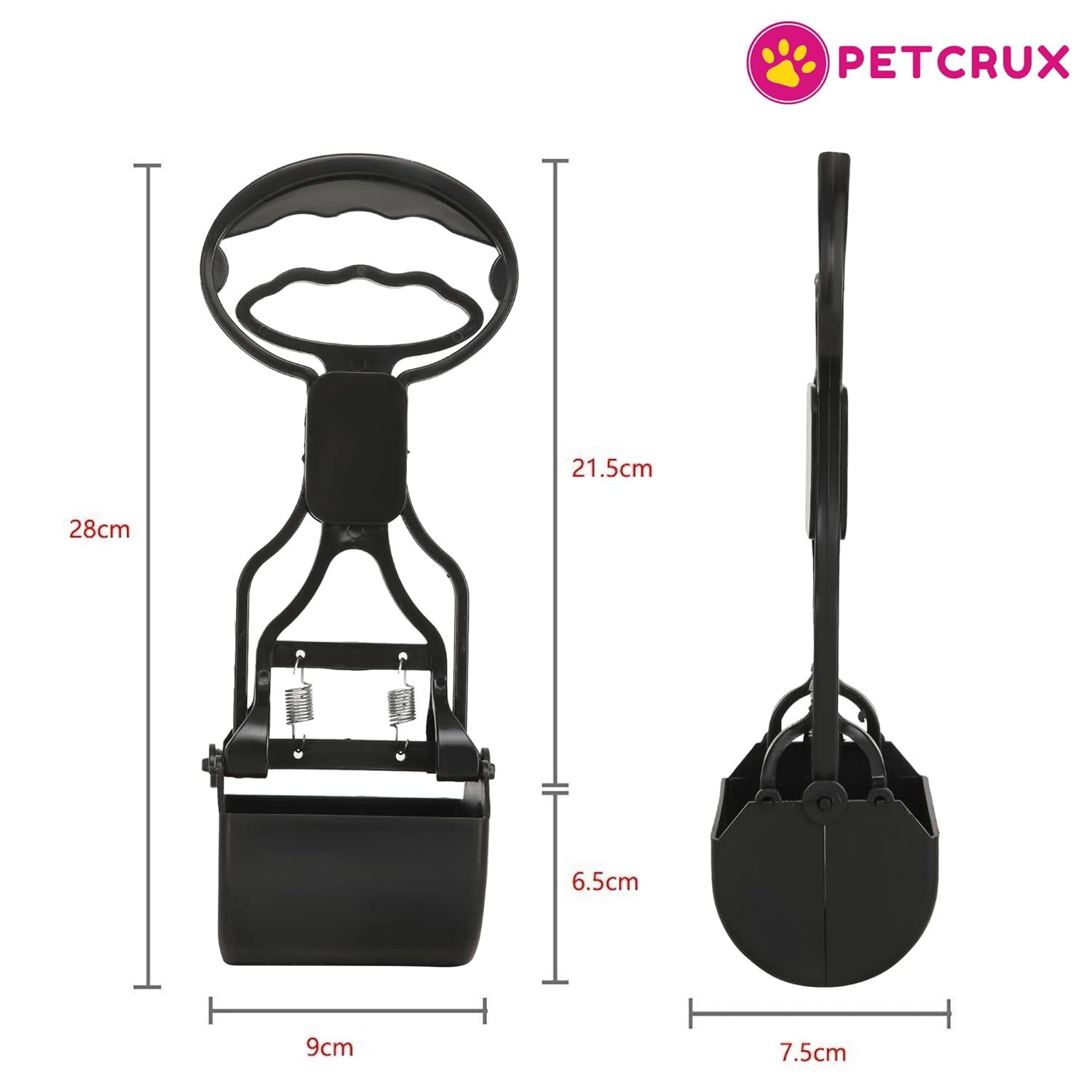 Petcrux Premium Clamp Poop Scooper for Pet Waste, Cleaner & Picker Potty Scooper, High Strength Material, and Durable Spring for Easy Grass and Gravel Pick Up Puppies & Small Breed - Small
