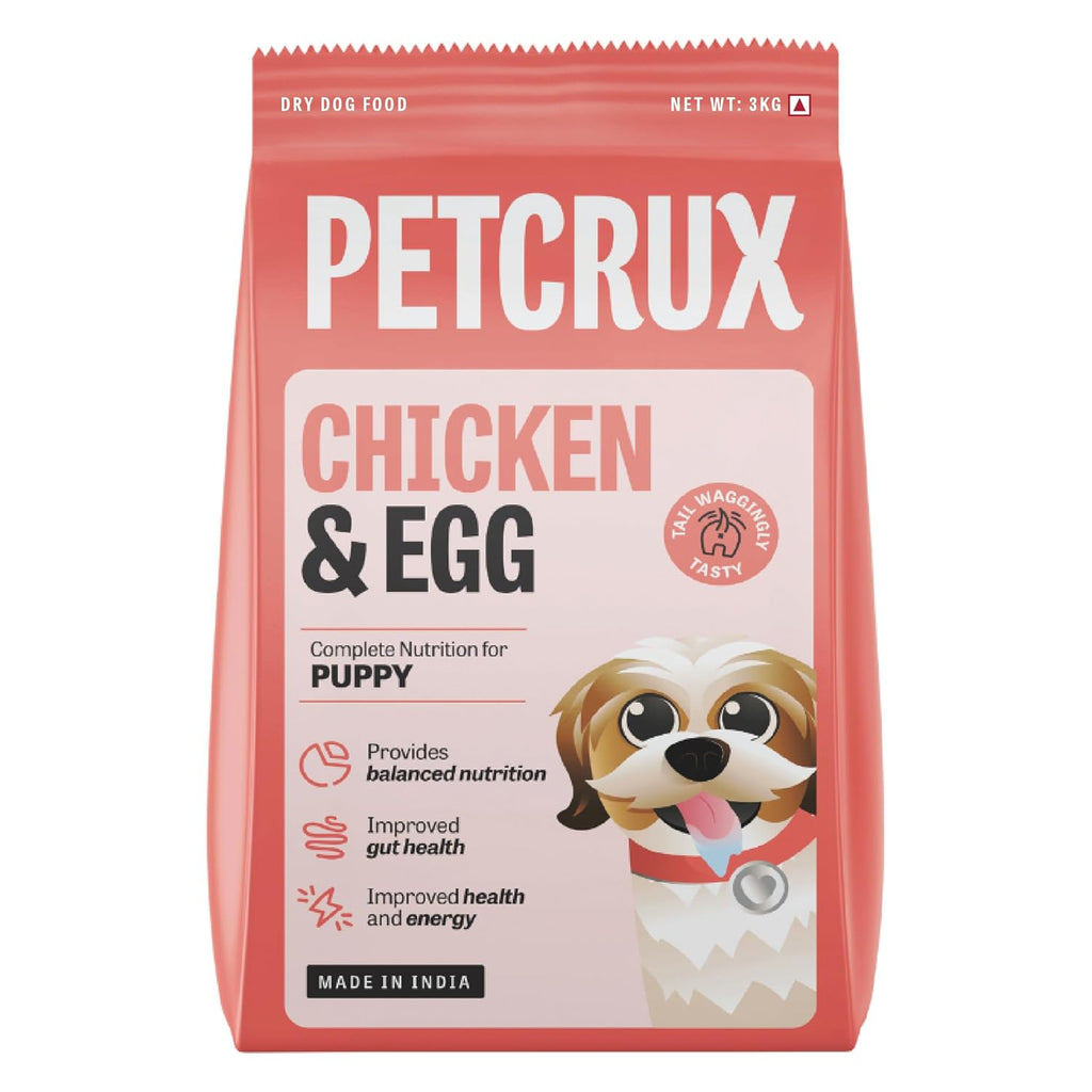 Petcrux Puppy Dry Food Chicken & Egg, Complete Nutrition for Puppy, 3Kg
