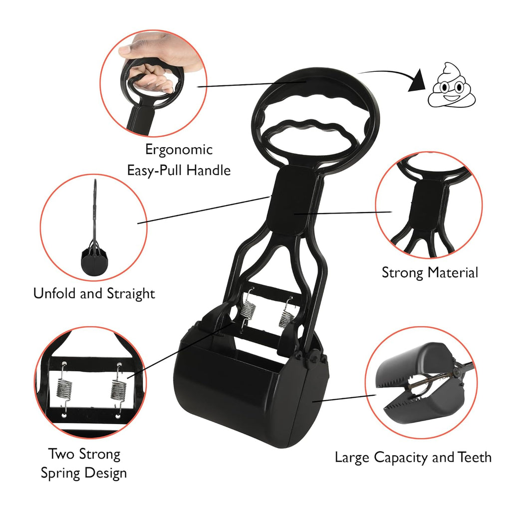 Petcrux Premium Clamp Poop Scooper for Pet Waste, Cleaner & Picker Potty Scooper, High Strength Material, and Durable Spring for Easy Grass and Gravel Pick Up Puppies & Small Breed - Small