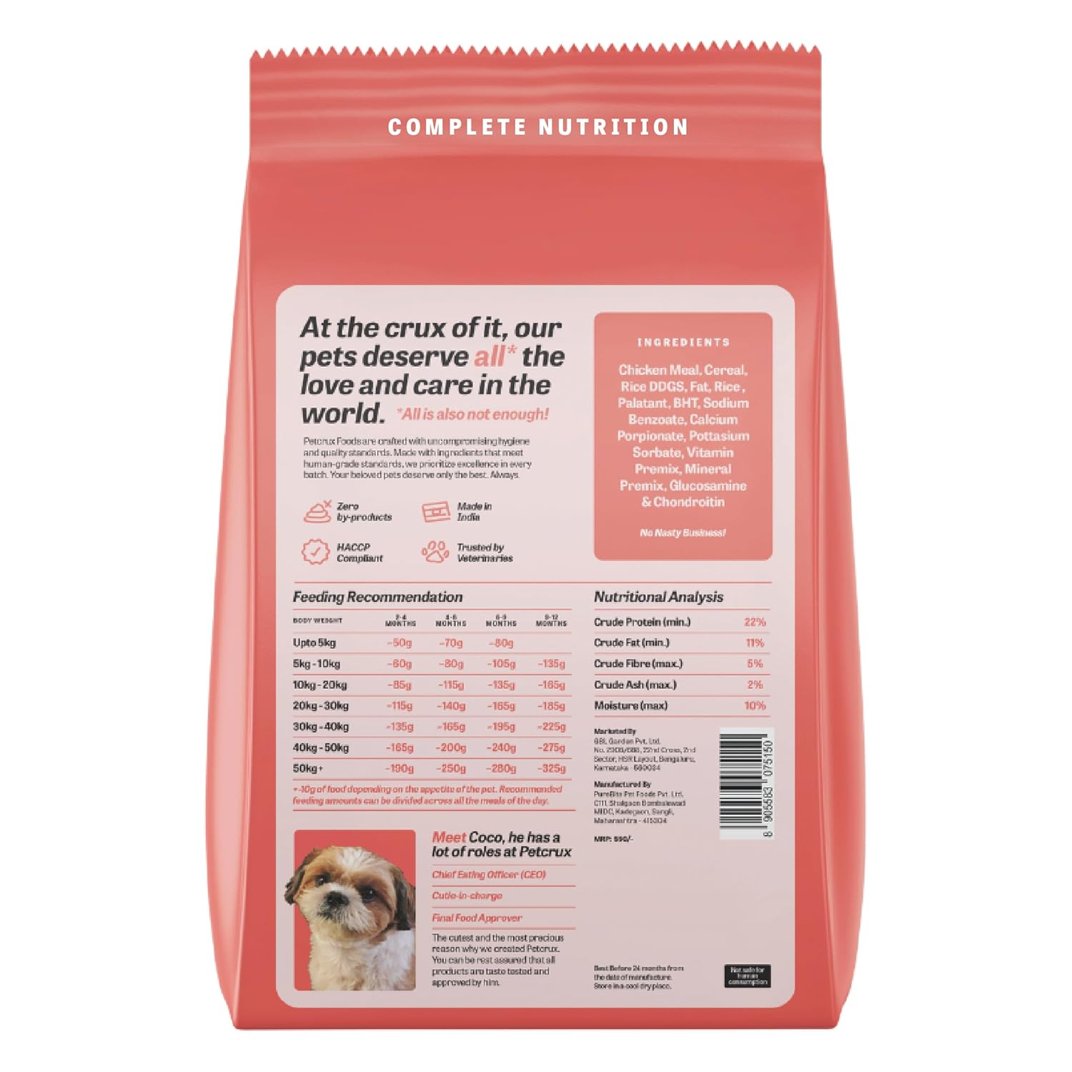 Petcrux Puppy Dry Food Chicken & Egg, Complete Nutrition for Puppy, 3Kg