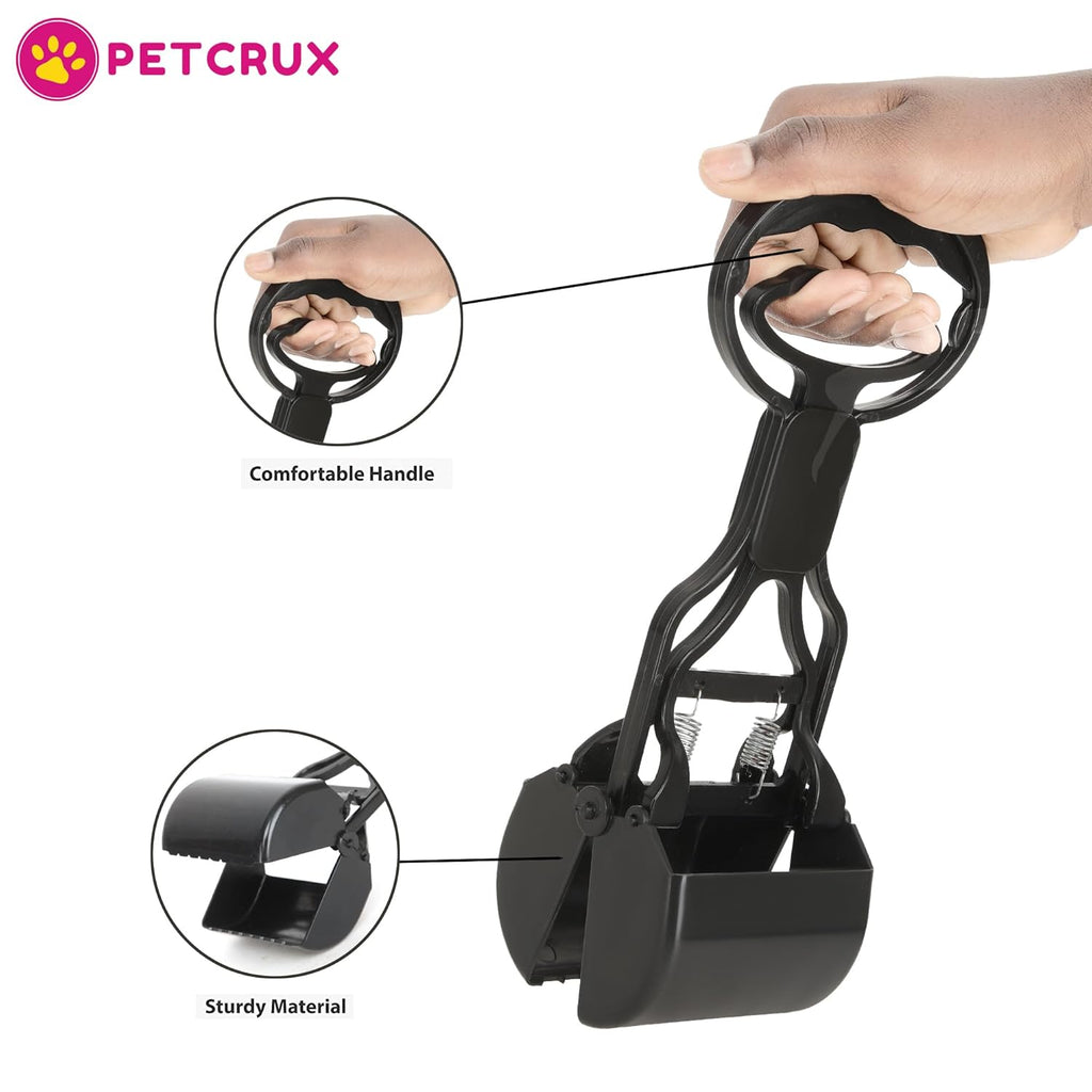 Petcrux Premium Clamp Poop Scooper for Pet Waste, Cleaner & Picker Potty Scooper, High Strength Material, and Durable Spring for Easy Grass and Gravel Pick Up Puppies & Small Breed - Small