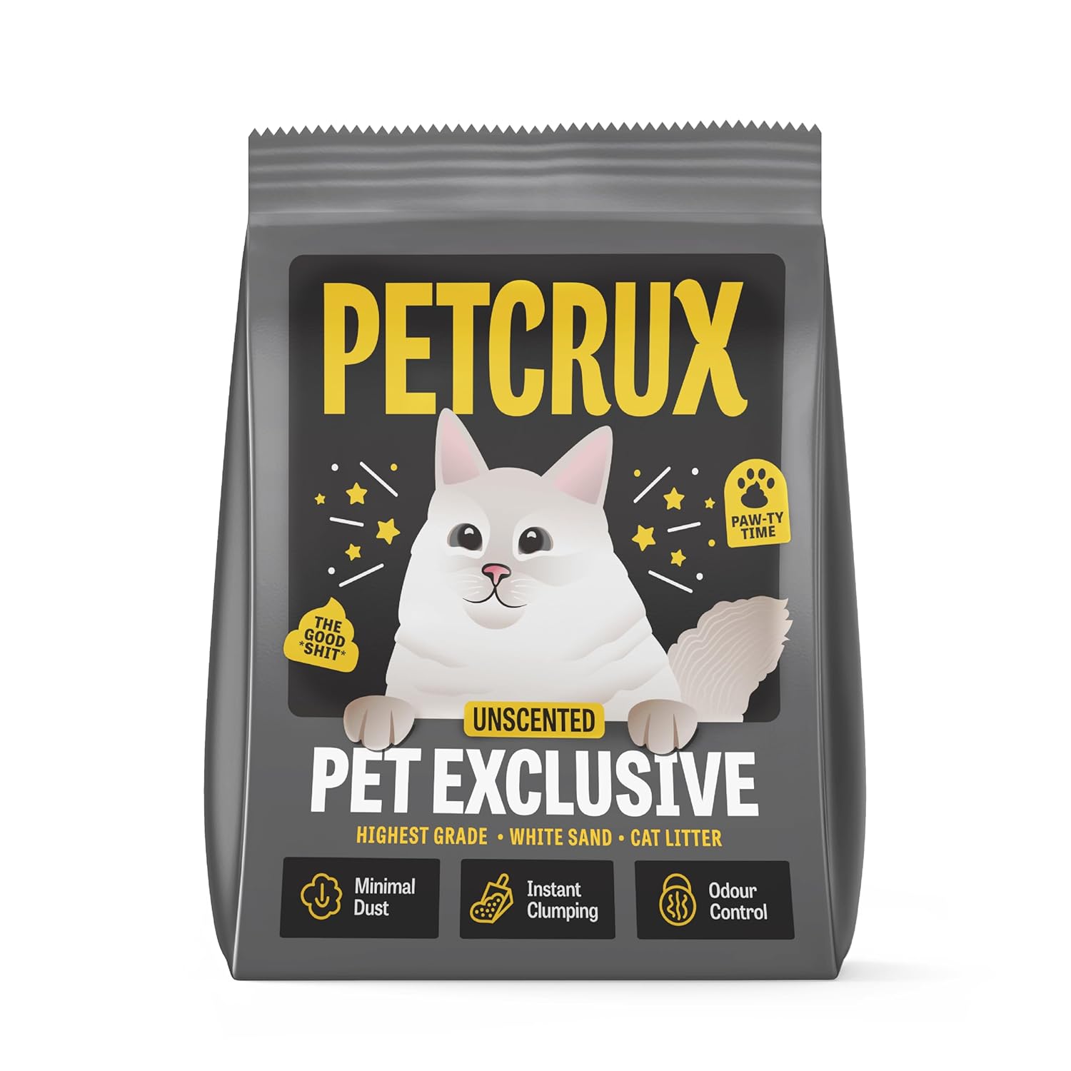 PetCrux Pet Exclusive White Sand Unscented Cat Litter | Made with The Highest Grade White Sand | Superior Odour Control | 99.9% Dust Free Scoopable (for Multiple Cats), 5kg