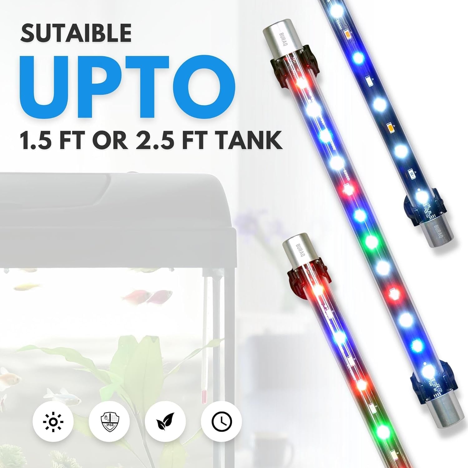 Petcrux SOBO Multicolor Glass Aquarium Fluorescent Light, 6 inch