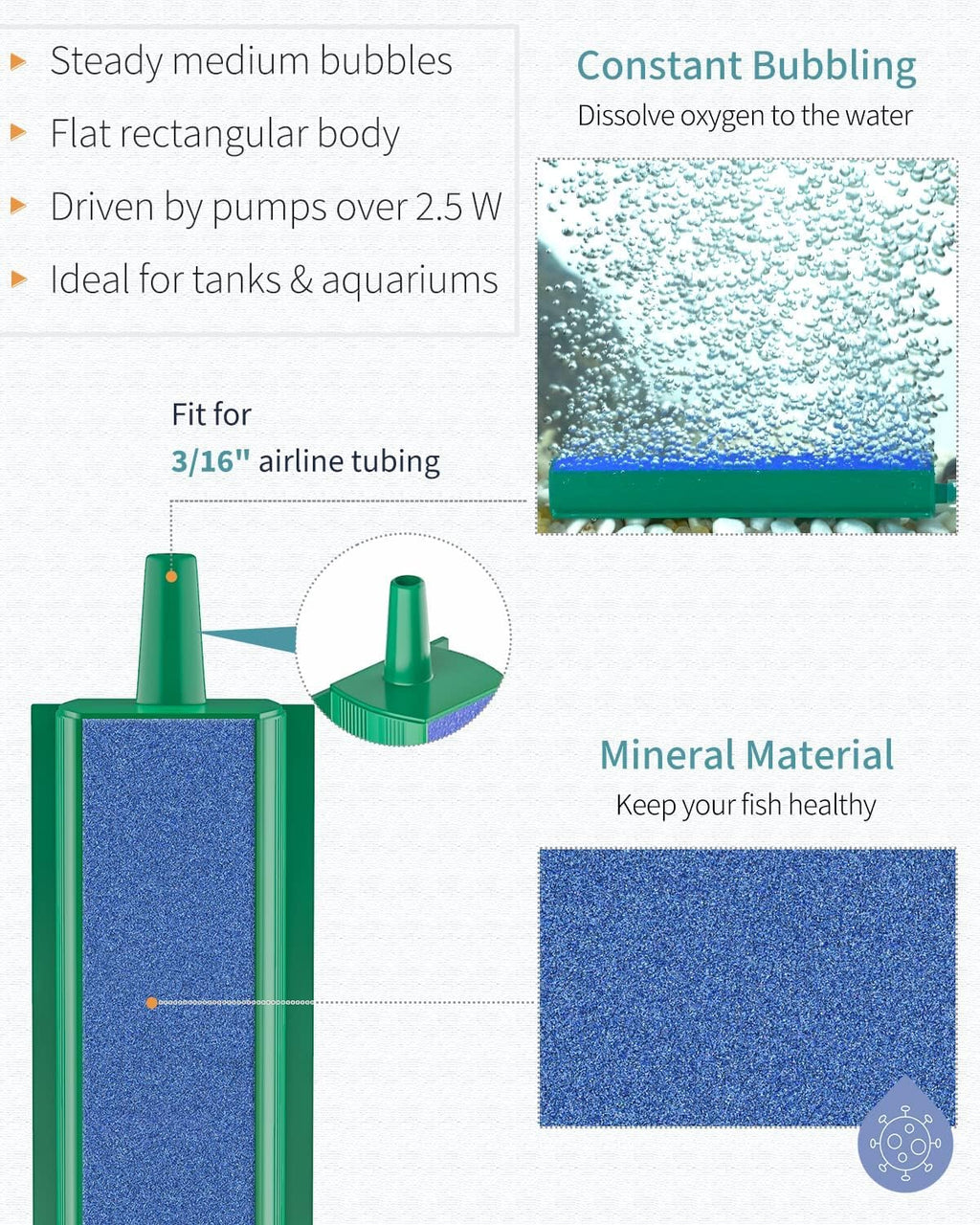 Petcrux Aquarium/Fish Tank Bar Air Stone, 6 inch | Hydroponic Systems Bubble Air Stone Line