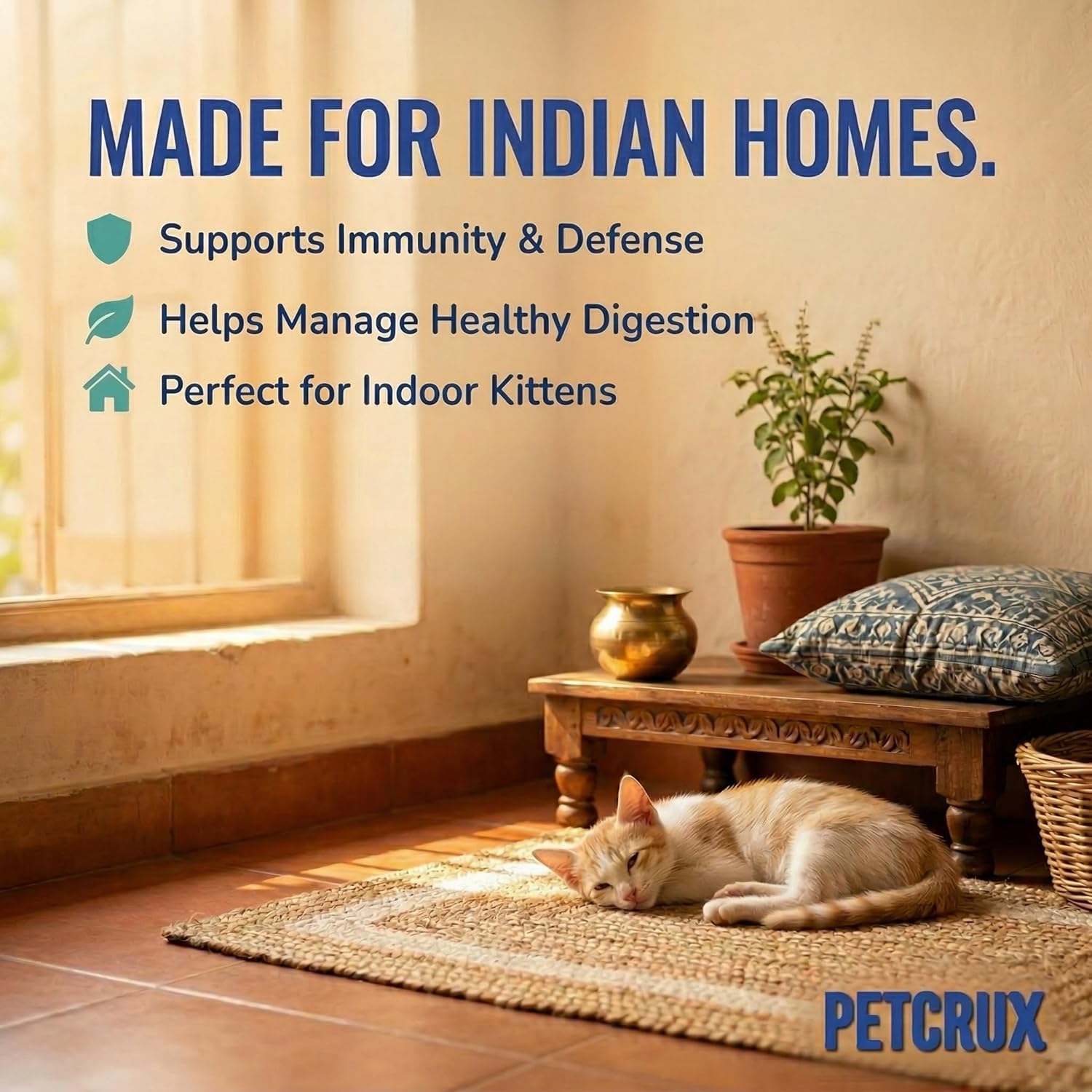 Petcrux Dry Kitten Cat Food, Ocean Fish Flavor, with Omega 3 & 6 and Taurine, Complete & Balanced Nutrition for Growing Kittens, 1 kg