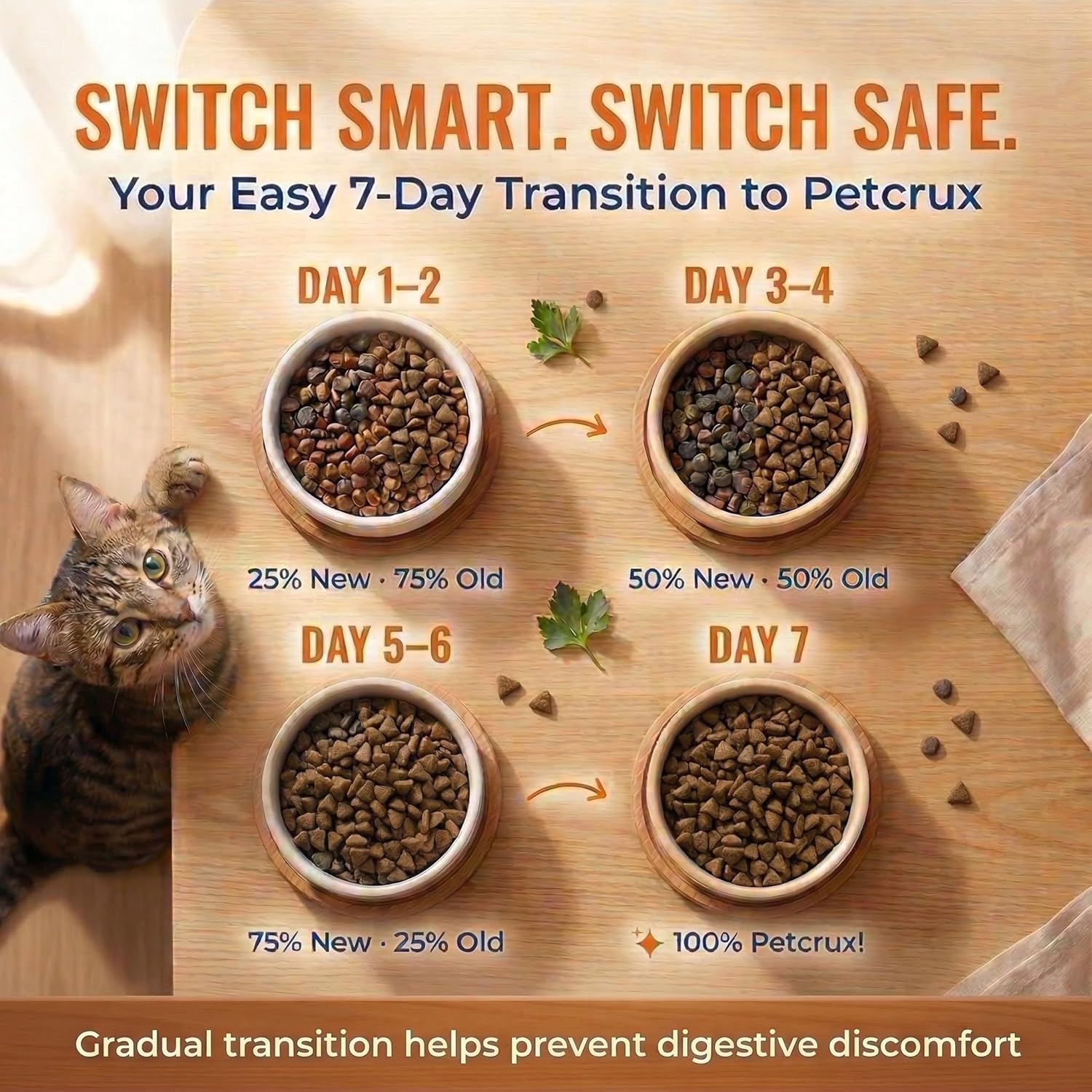 Petcrux Dry Adult Cat Food, Mackerel Fish Flavor, with Omega 3 & 6 and Taurine, Complete & Balanced Nutrition for Adult Cats, Trial Pack 50 g